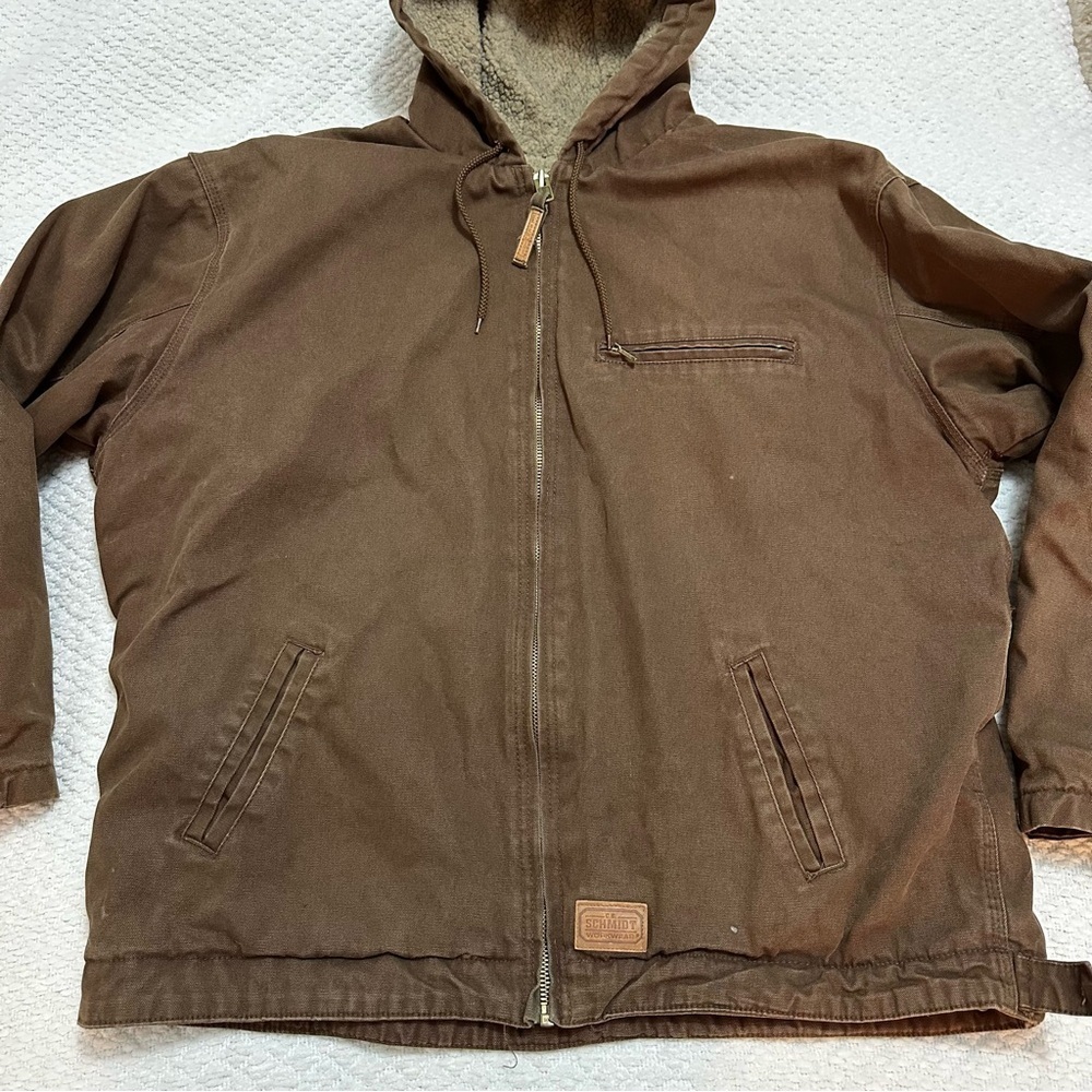 C.E. Schmidt Workwear Canvas Coat Brown Sherpa Lined Men’s Size 2XLR